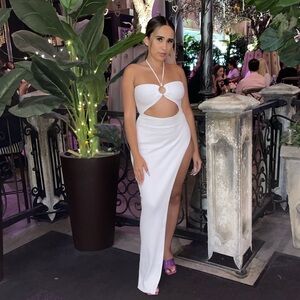 RED High Slit Maxi Dress